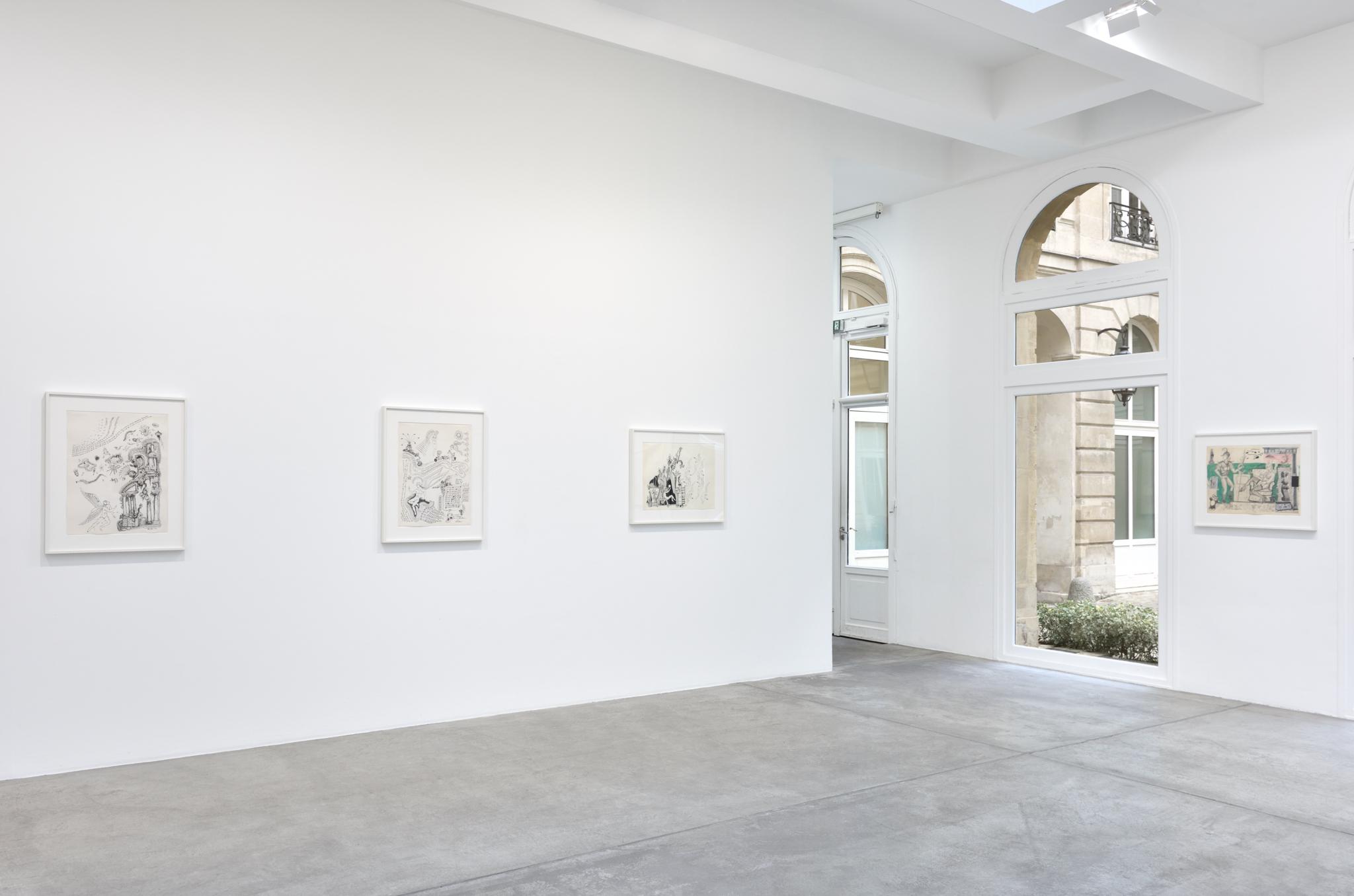 Installation view of the exhibition Robert Smithson Mundus Subeterraneus on view in Paris